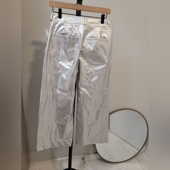 Anthropologie The Ettie High-Rise Crop Wide-Leg Pants by Maeve: Metallic 27 new - Picture 6 of 10